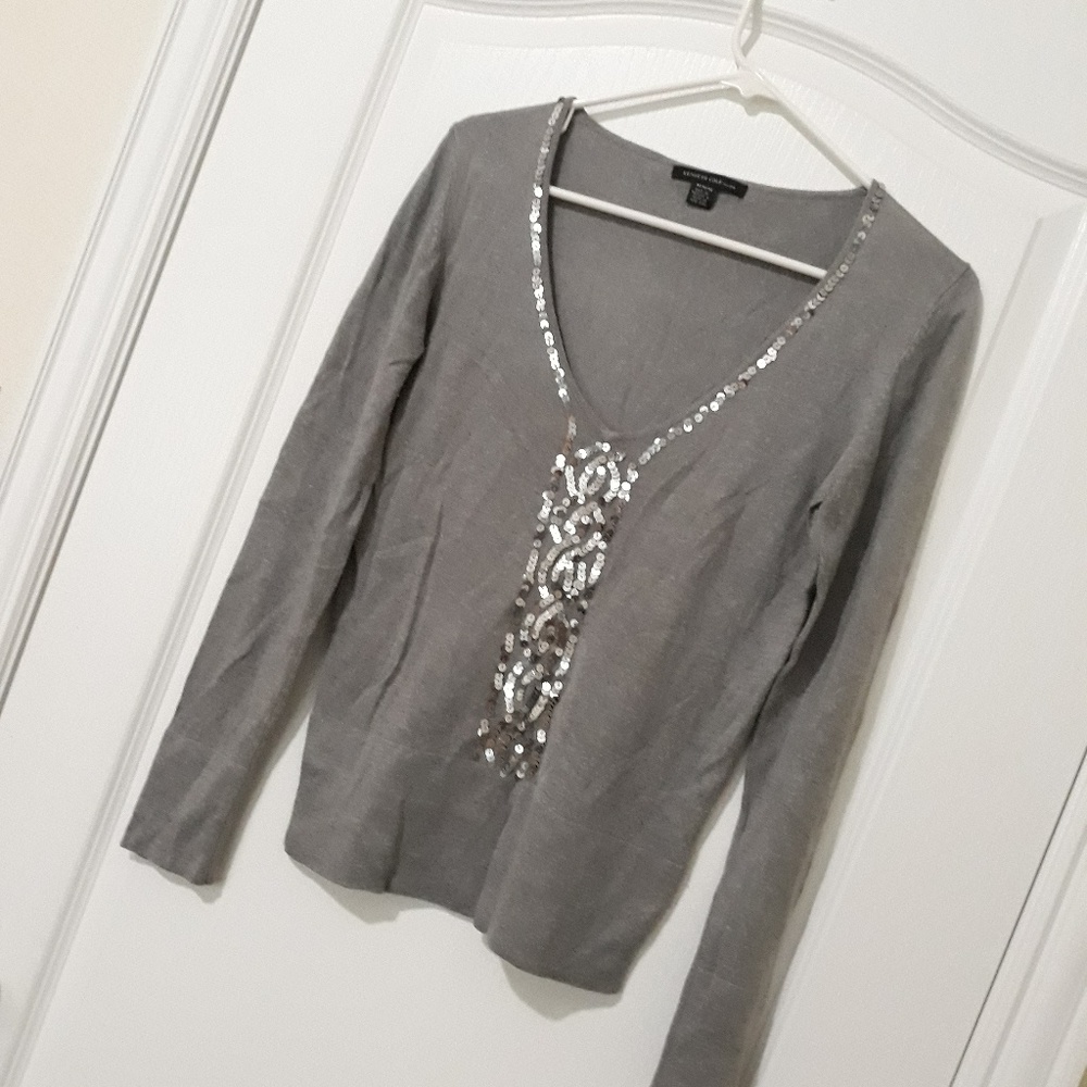 Kenneth Cole Sequin Knit Top MEDIUM